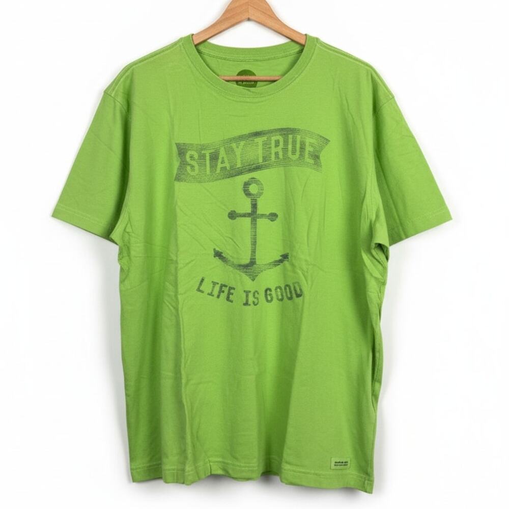 Life is Good Men L Nautical Coastal Fishermancore Preppy Outdoors Anchor T-Shirt
